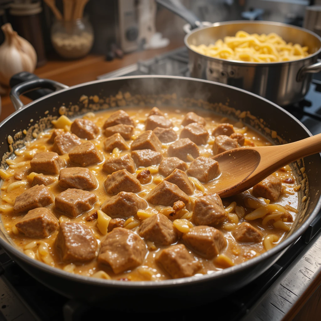 Creamy Beef Tips with Egg Noodles