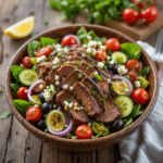 Greek Flank Steak and Veggie Salad