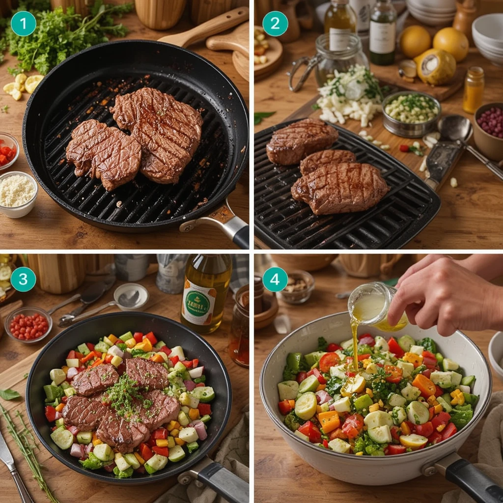 Greek Flank Steak and Veggie Salad