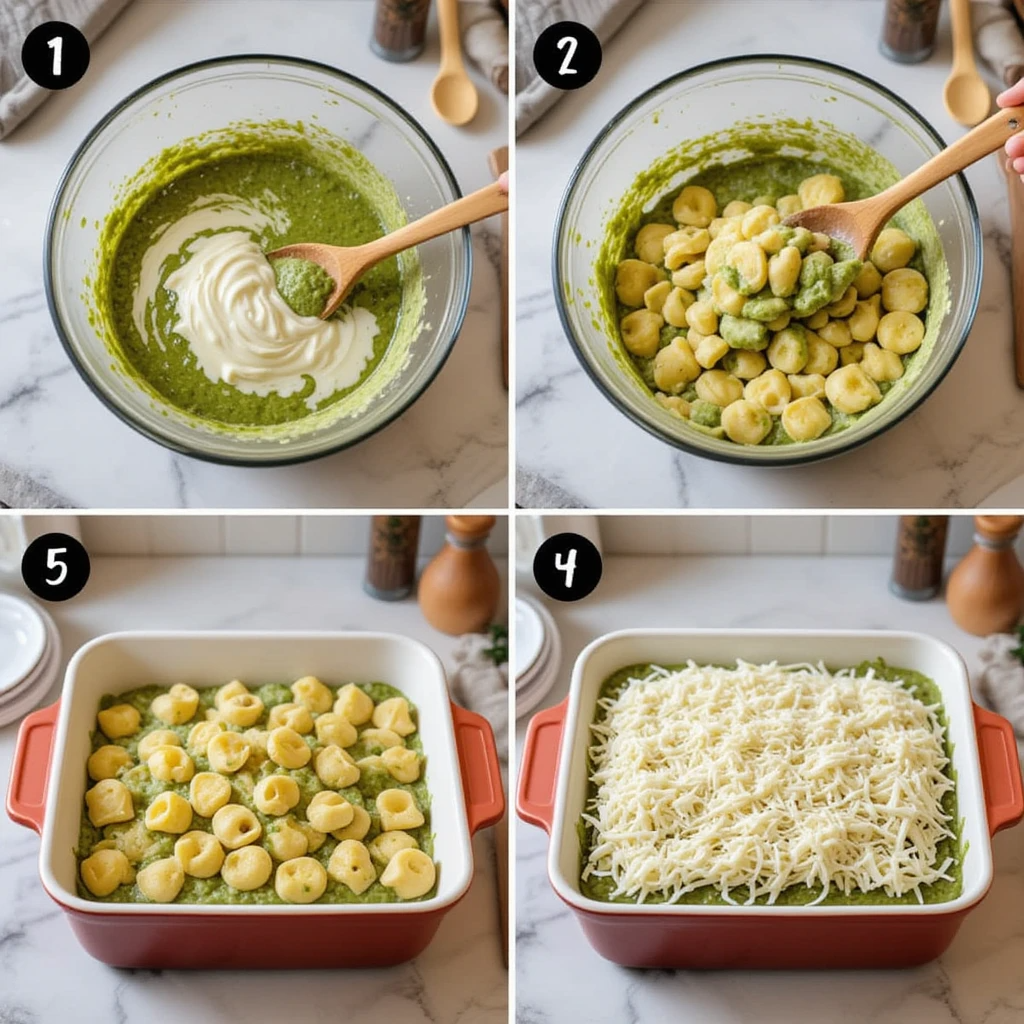 4-Ingredient Pesto Tortellini Bake