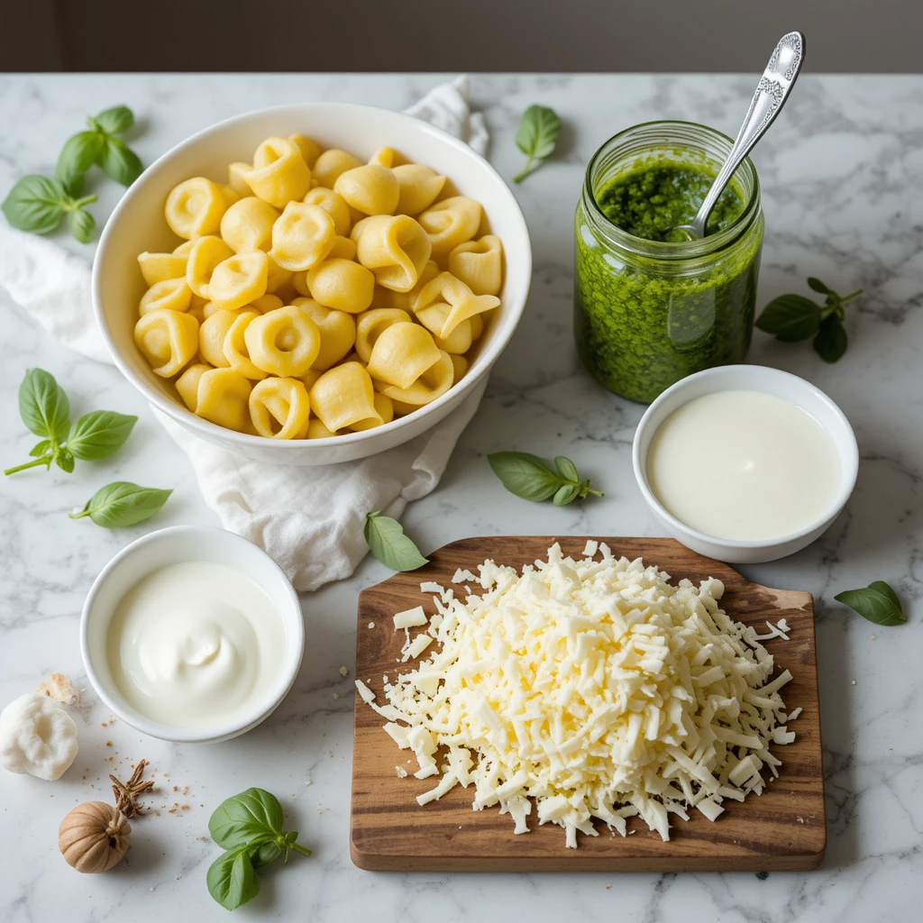 4-Ingredient Pesto Tortellini Bake
